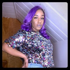 Multicolored Sequins Crop Top